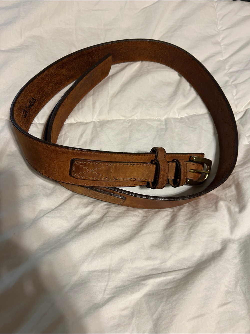 Cabela’s brown men’s Leather Belt with Gold Buckle